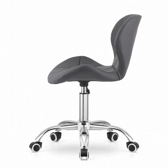 Office Swivel Chair with Wide Backrest Eco-Leather Chrome Gray