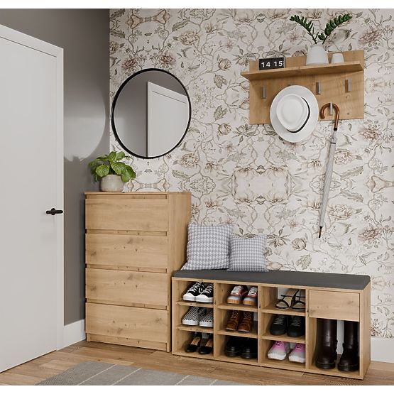 Open Shoe Cabinet TALLIN OAK ARTISAN for Hallway