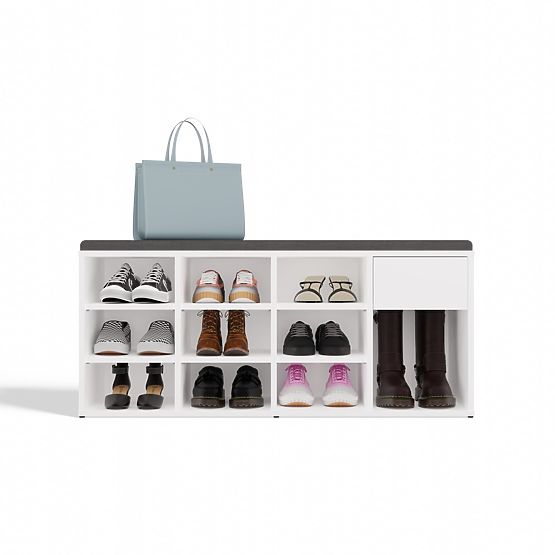 Open Shoe Cabinet TALLIN WHITE for Hallway