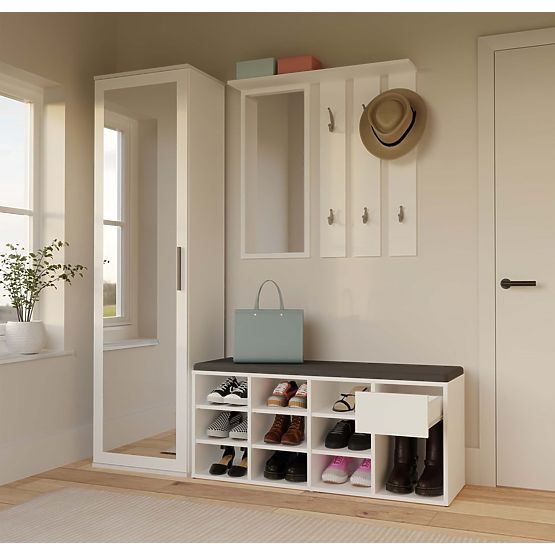 Open Shoe Cabinet TALLIN WHITE for Hallway