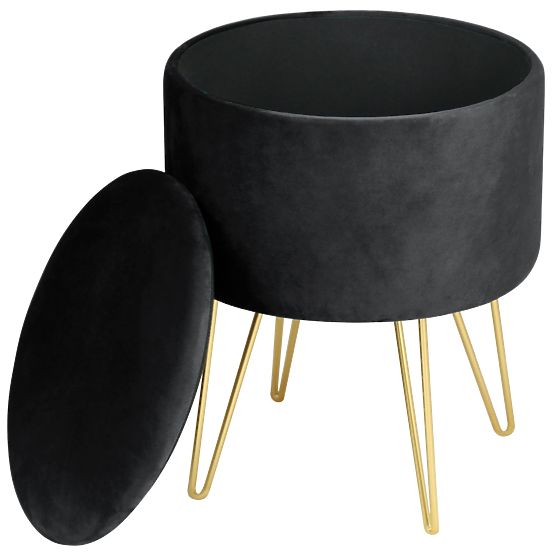 Opening Velvet Ottoman with Storage LILI Black