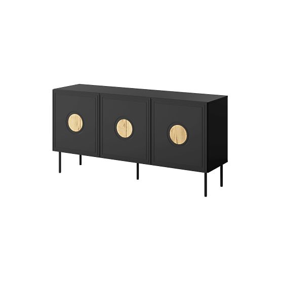 PALAZZO 150 Sideboard (4D) Black Matte/Craft Oak