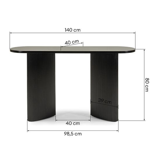Pauline Desk/Console 140 cm, Black, Slats