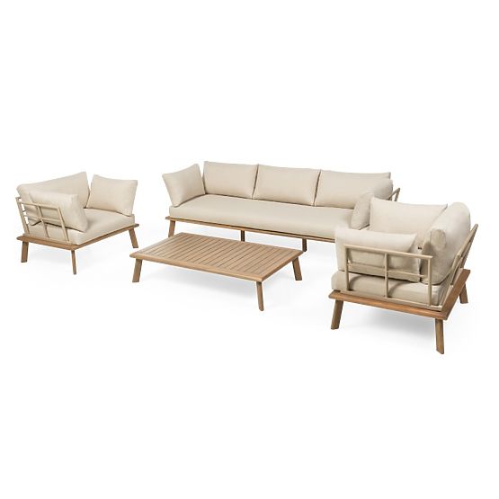 Penne Garden Furniture Set, Eucalyptus Wood FSC, Aluminum, Beige