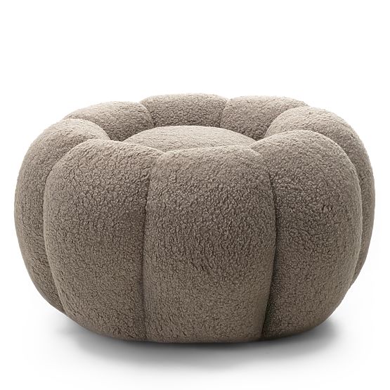 Perugia Pouf, Cappuccino, Bouclé, Rounded Shapes