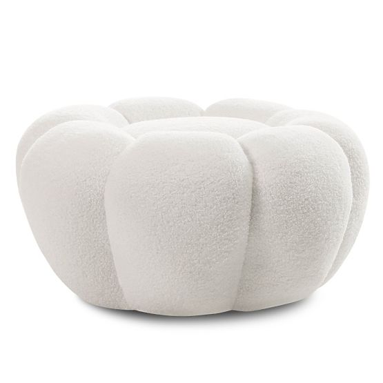 Perugia Pouf, White, Boucle, Rounded Shapes
