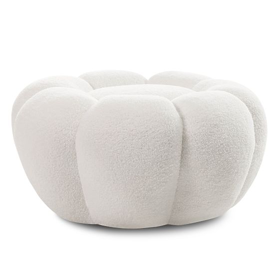 Perugia Pouf, White, Boucle, Rounded Shapes