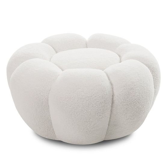 Perugia Pouf, White, Boucle, Rounded Shapes