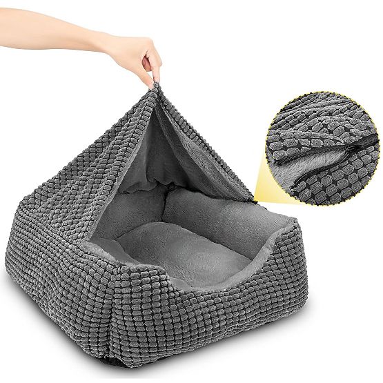 Pet bed with blanket M - gray