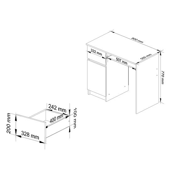 PIKSEL COMPUTER DESK PK BLACK GLOSS LEFT
