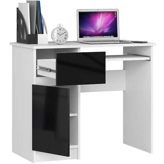 PIKSEL COMPUTER DESK PK BLACK GLOSS LEFT