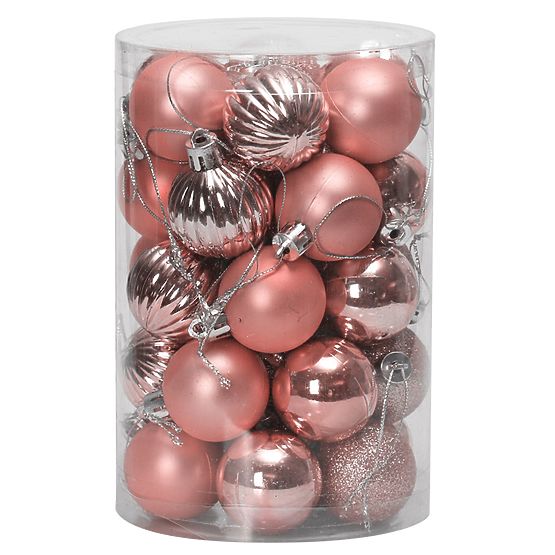 PINK CHRISTMAS BALLS 34 PCS SYSD1688-026