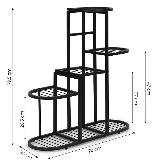 Plant Stand, 5 Levels, Black, ModernHome