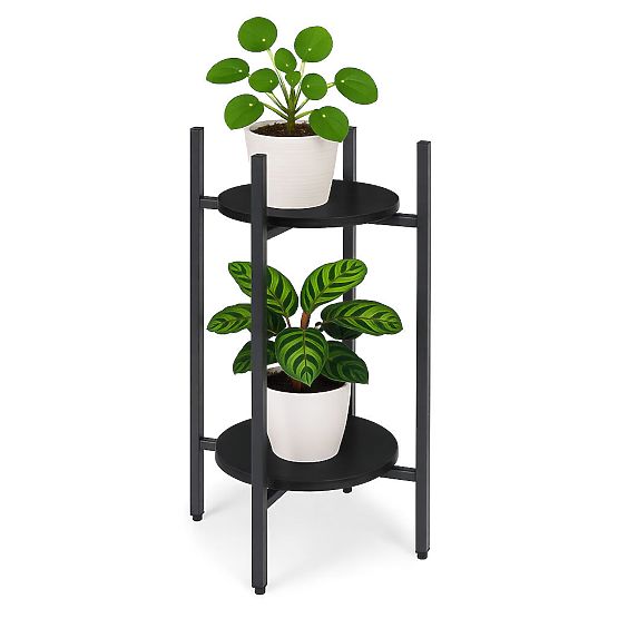 Plant Stand, Flower Stand, Decoration, 2 Levels, Black, ModernHome