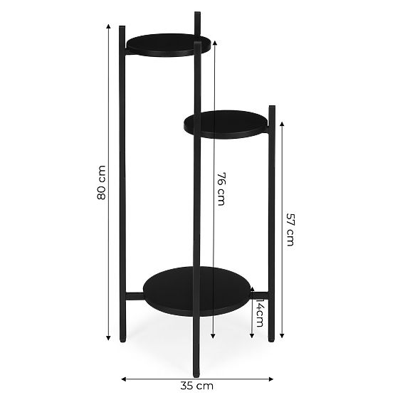 Plant Stand, Flower Stand, Decoration, 3 Levels, Black, ModernHome