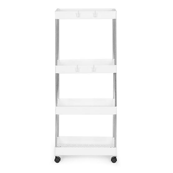 Plastic Bathroom Shelf with 4 Shelves and Wheels