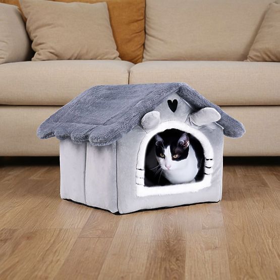 Plush Cat House JASPER Grey