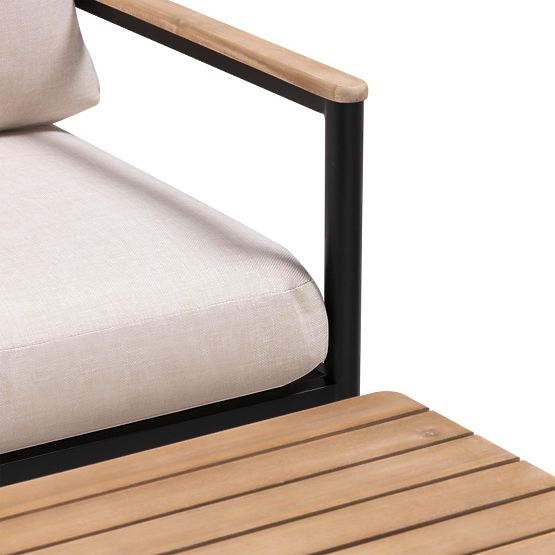 Porticello Garden Furniture Set, Aluminum, FSC Acacia Wood, Teak Look, Beige/Black