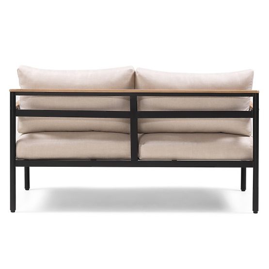 Porticello Garden Furniture Set, Aluminum, FSC Acacia Wood, Teak Look, Beige/Black