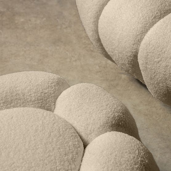 Pouf Perugia, Beige, Bouclé, Rounded Shapes