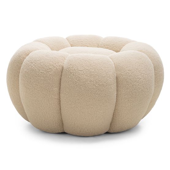 Pouf Perugia, Beige, Bouclé, Rounded Shapes