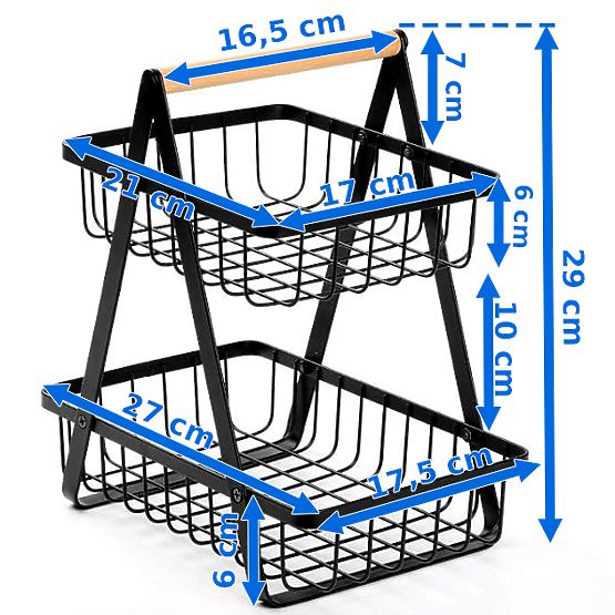 PULOS 2-Tier Black Fruit Basket