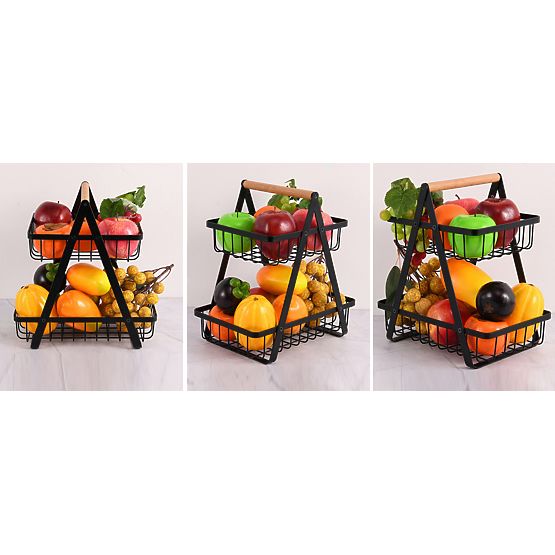 PULOS 2-Tier Black Fruit Basket