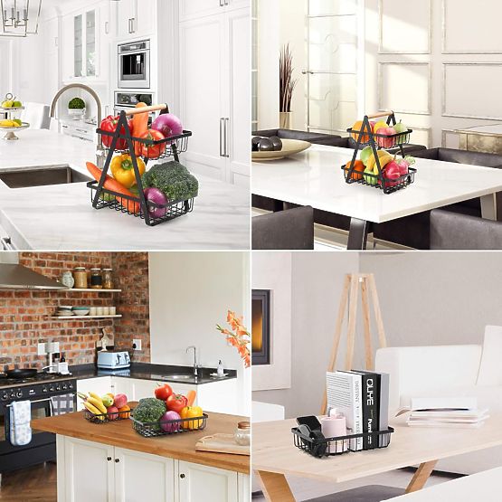 PULOS 2-Tier Black Fruit Basket