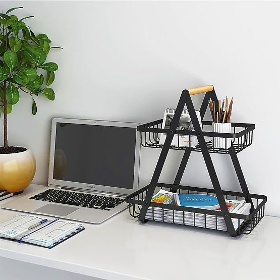 PULOS 2-Tier Black Fruit Basket