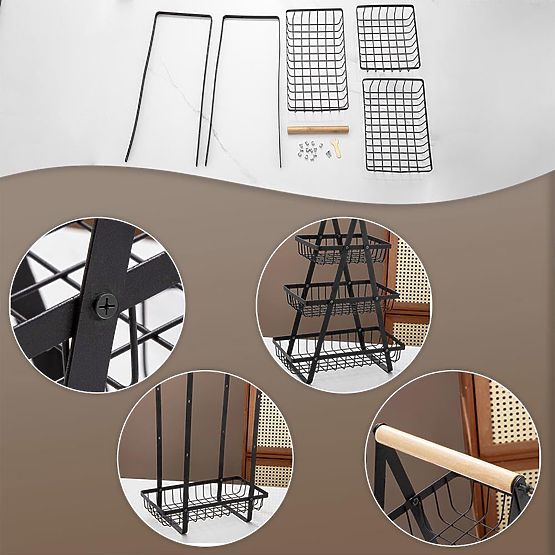 PULOS 3-Tier Black Fruit Basket