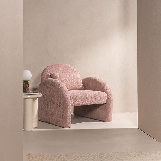 Rainbow Relaxation Chair Pink, Boucle, Rounded