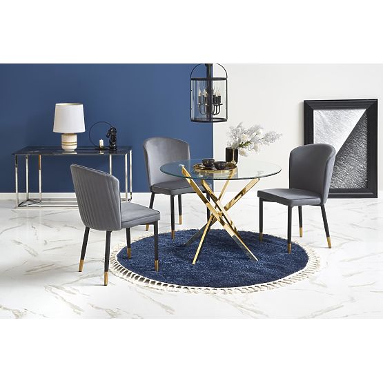 RAYMOND Table, Top - Transparent, Legs - Gold (2p=1pc)