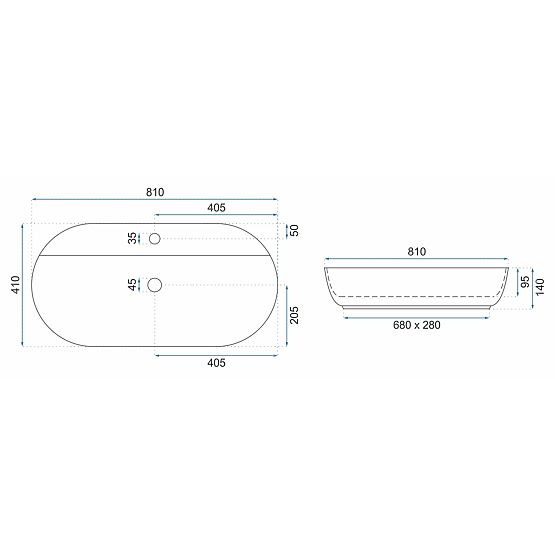 REA Aura 81 Countertop Basin