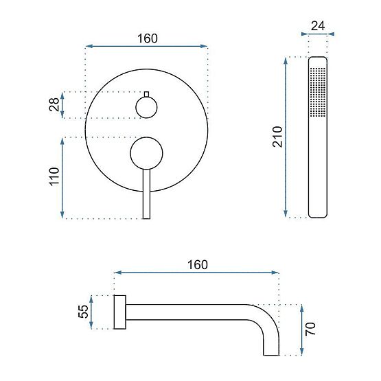 Rea Lungo Titan Concealed Bath Mixer + Box