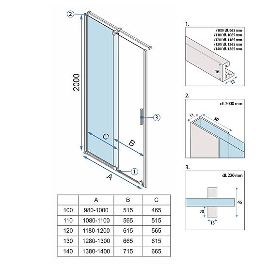 Rea Montana 120 Brushed Gold Shower Door
