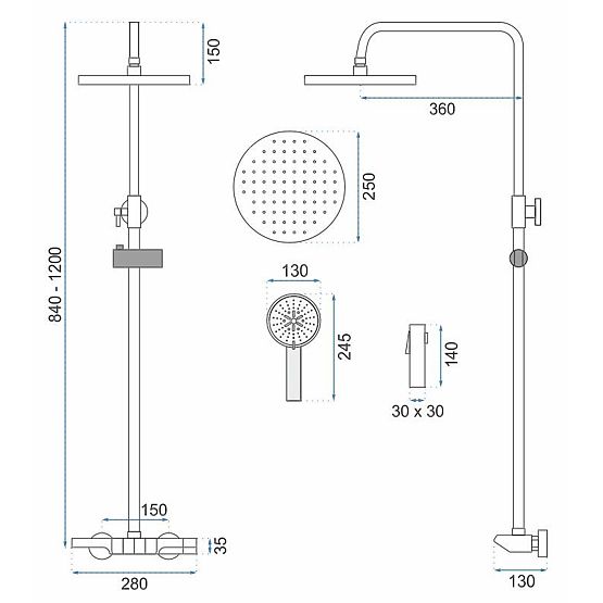 REA Savio Shower Set with LED Display Titan