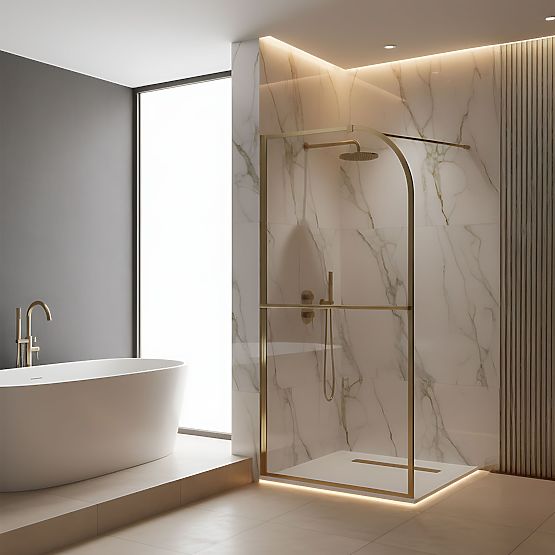 Rea Sky Brush Gold 120 Shower Screen