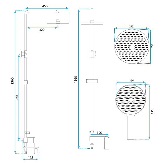 Rea Veneta Brushed Gold Shower Set