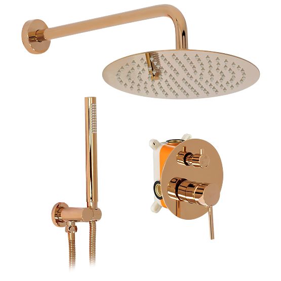 Recessed Shower Set Rea Lungo Copper + BOX