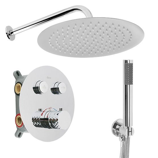 Recessed Shower Set with Thermostat Rea Lungo Diamond Chrome+ BOX