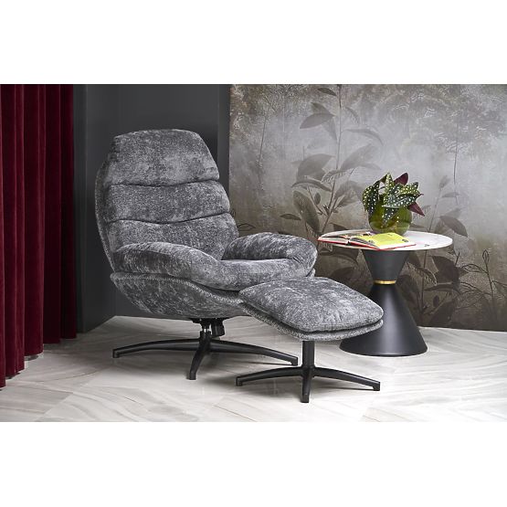 Recliner Chair DARIO with Footrest and Rocking Function, Gray (1p=1pc)