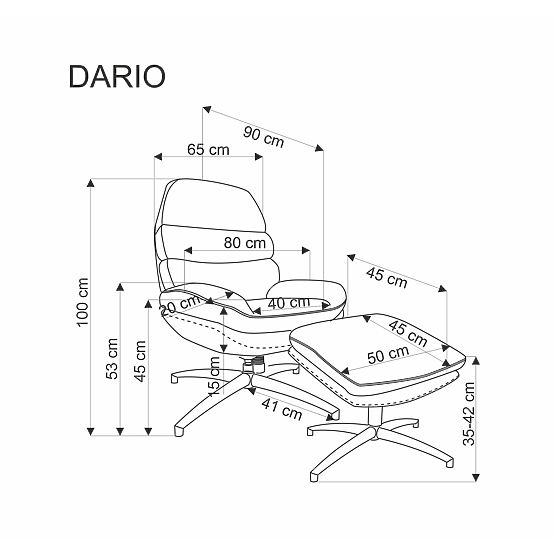 Recliner Chair DARIO with Footrest and Rocking Function, Gray (1p=1pc)