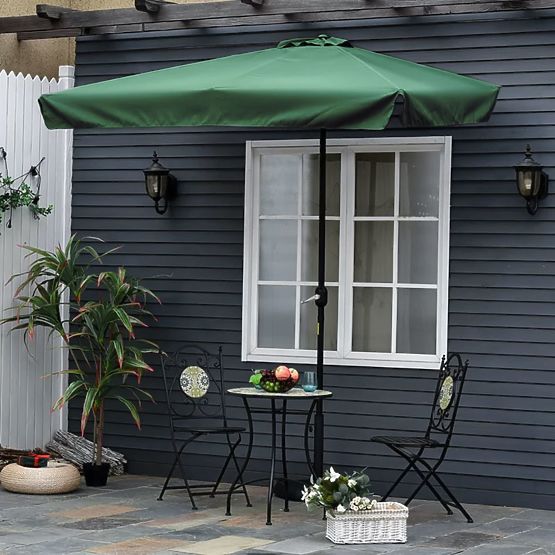 Rectangular Large Garden Tilt Parasol with Green Crank 200 x 140 cm