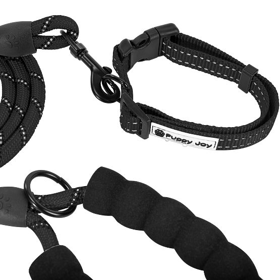 Reflective Dog Leash and Collar PJ-091 Black