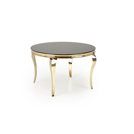 REGINALD_2 Round Table Top - Black Glass, Legs - Gold