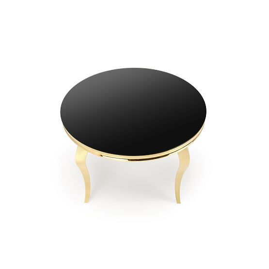 REGINALD_2 Round Table Top - Black Glass, Legs - Gold