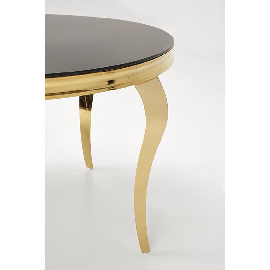 REGINALD_2 Round Table Top - Black Glass, Legs - Gold