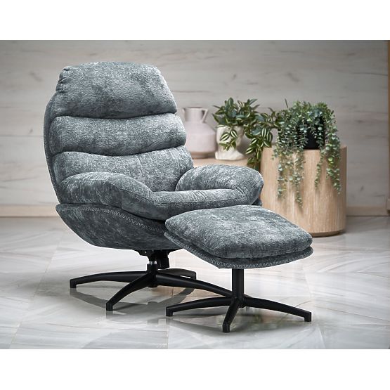 Relaxation Chair DARIO with Footrest and Rocking Function, Blue (1p=1pc)