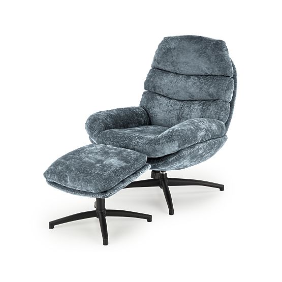 Relaxation Chair DARIO with Footrest and Rocking Function, Blue (1p=1pc)