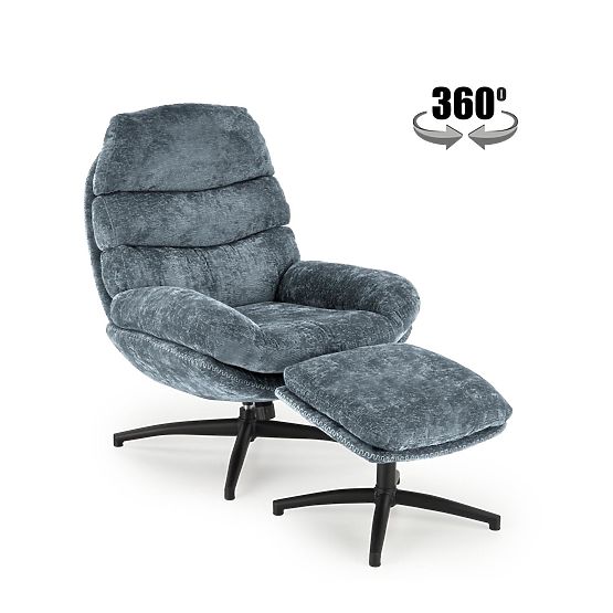 Relaxation Chair DARIO with Footrest and Rocking Function, Blue (1p=1pc)